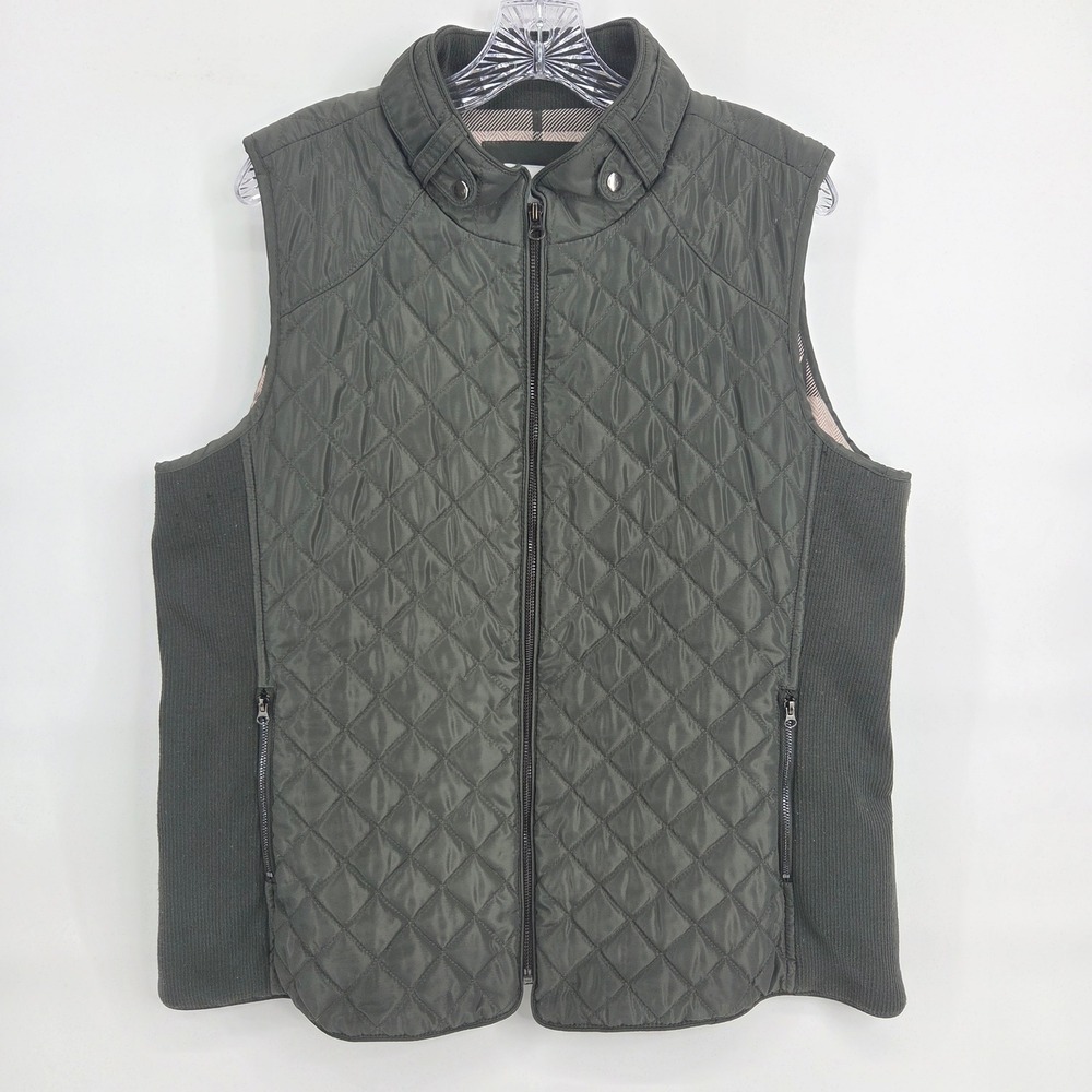 Market & Spruce Quilted Vest XXL Olive Green Diamond Puffer Equestrian Preppy